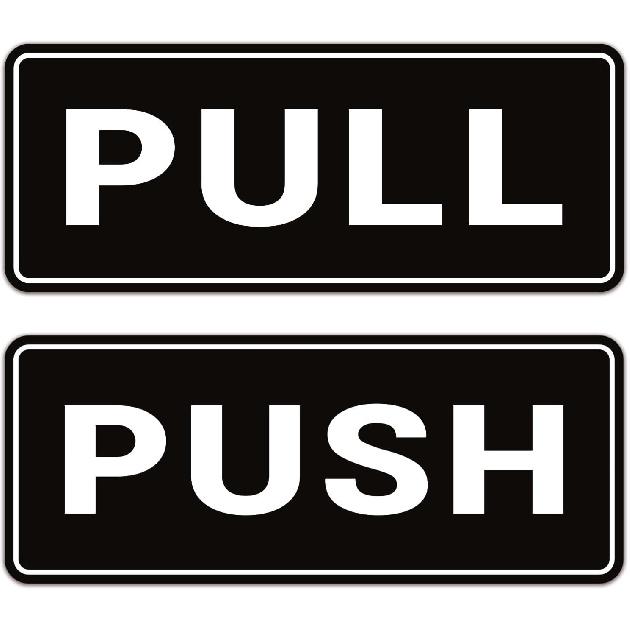 Push Pull Sticker Sign,6 Pack Push Pull Signs for Glass Doors and Other Side Doors,Pull Push Decal Self-Adhesive,Black/White Vinyl Stickers for Doors