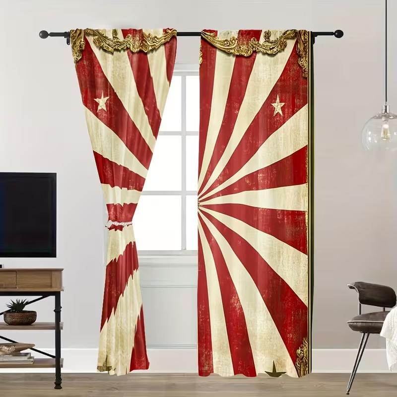 2 Pcs Red stripes print curtains,suitable for bedroom,living room kitchen decoration,home decoration,window decoration