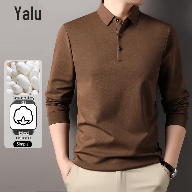 Tricou Polo cu Mânecă Lungă Yalu pentru Bărbați, Amestec de Mătase de Dud