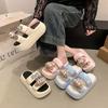Sweet Shirley Rose Cartoon One-Word Slippers Female Playful Cute Cool Slippers Thick Bottom Versatile Casual Comfortable Lazy Drag