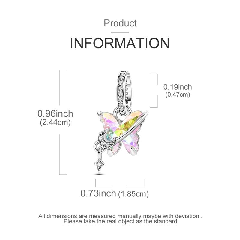 100% Real Copper Charms Bead Luminous Butterfly Dangle Fit Original Bracelet Diy For Woman Jewelry Party