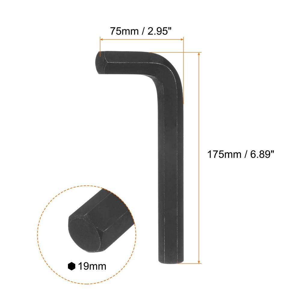 Uxcell 19mm Alloy Steel Hex Wrench Repair Tool for Tightening and Removing Assembly of and Bicycle Black L-Shaped Set, Long, Screws, Furniture,