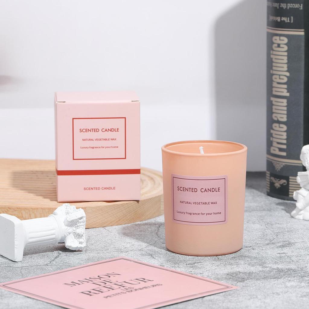 Romantic Pink Glass Scented Candle with Plant Wax - Boxed Souvenir, In Stock