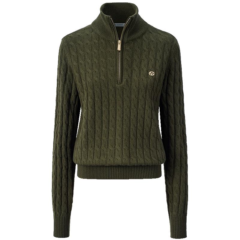 

GIOVANNI VALENTINO Women s Autumn/Winter Cable Knit Half-Zip Wool Blend Sweater XL