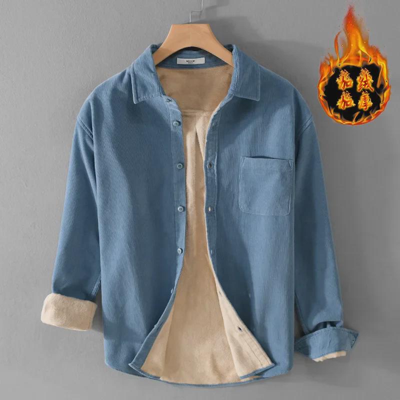 Men's Winter Thickened Velvet Corduroy Shirt Jacket 9432
