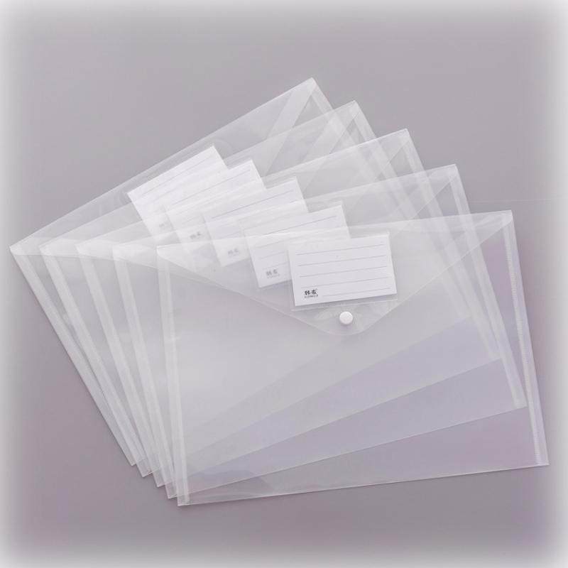 5Pcs Simple Transparent A4 Snapper File Folder PVC Waterproof Office Document Bill Budget Organizer Student Test Paper Folders