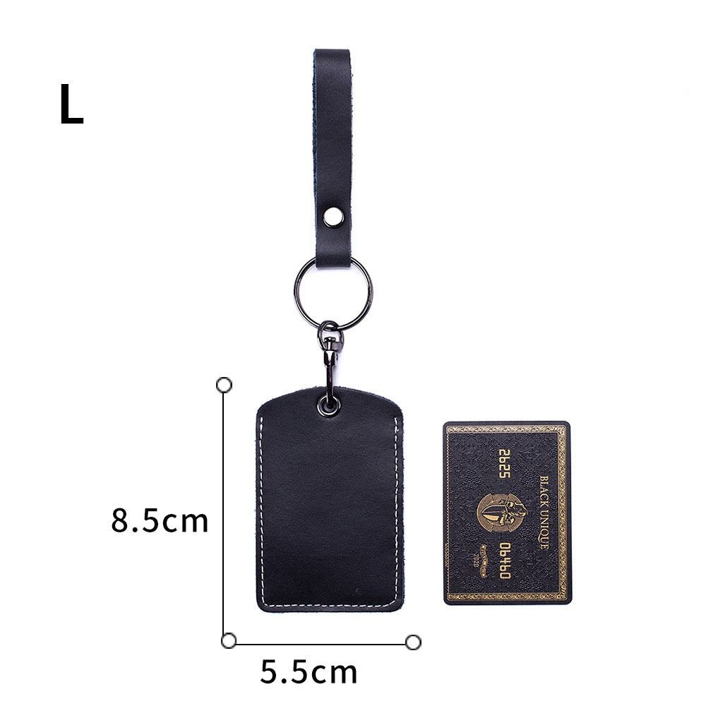 Bag Hook Card Holder Access Tags Cow Leather Keychain Key Tag Ring ID Card Case Leather Key Holder