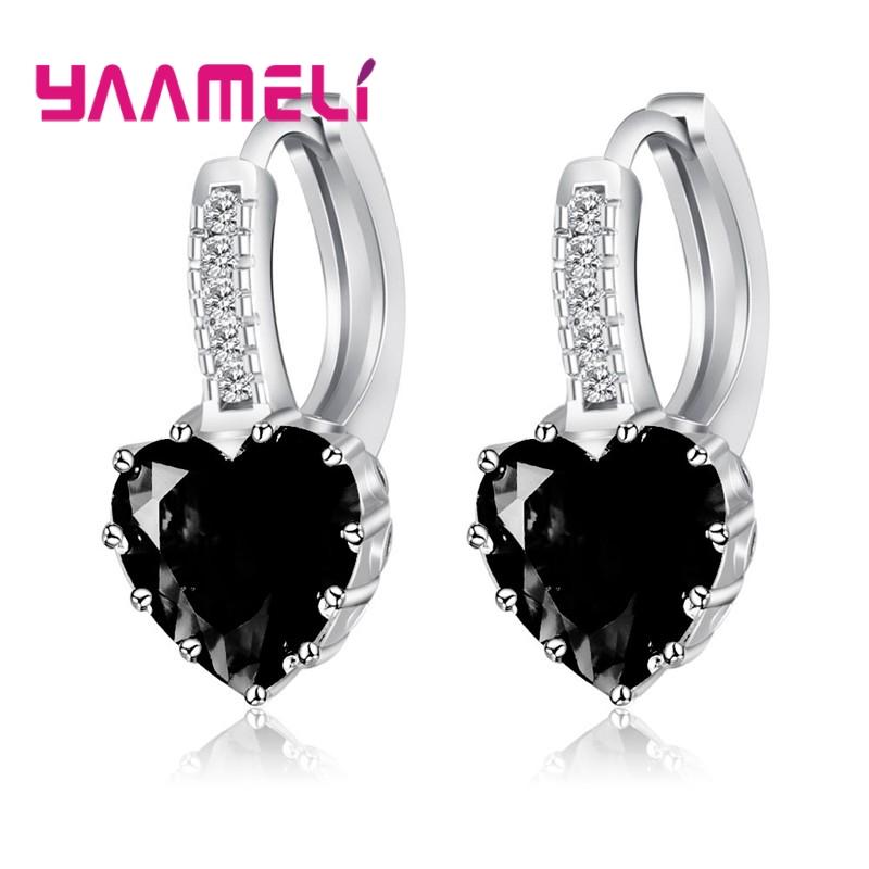 Big Sale 925 Silver Loop Hoop Earrings Candy Color Cubic Zircon Charms Women Jewelry Wedding Accessory Brincos