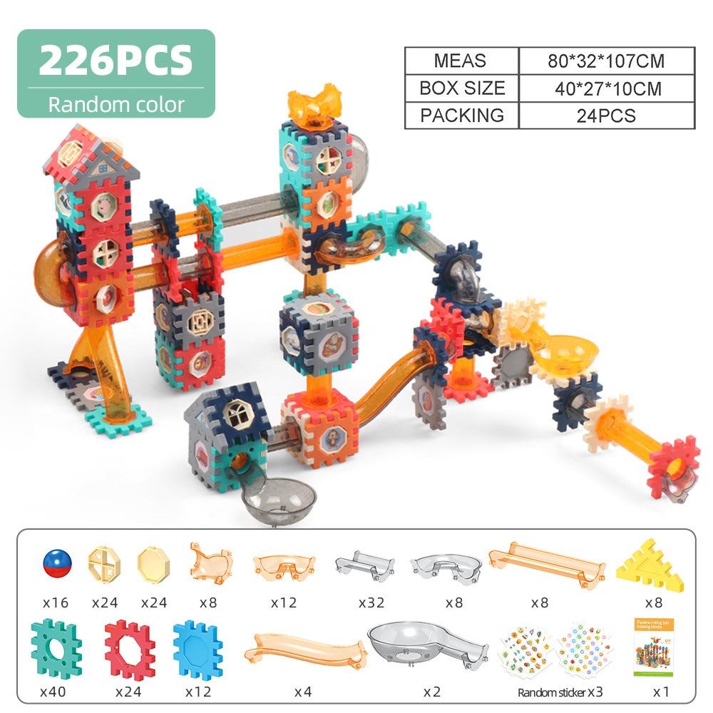 Color Window Ball Track Building Block Large Particle Building Block Slide Ball Assembly Track Children'S Toy