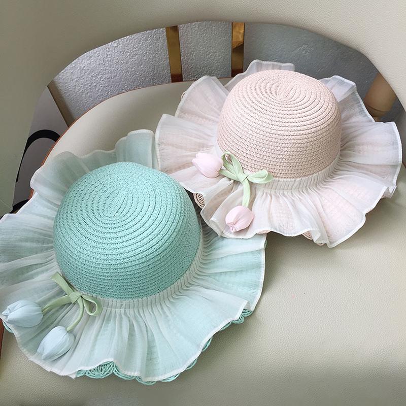 1/2Pcs Summer Sun Hat Princess Beach Sun Hat Big Brim Tulip Fisherman Hat For Girls Sweet Crossbody Bag Gifts