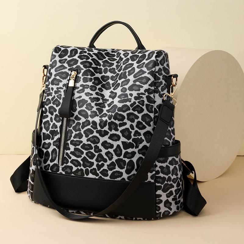 Backpack women s new fashion large capacity leopard print versatile women s backpack women s bag anti-theft backpack белый