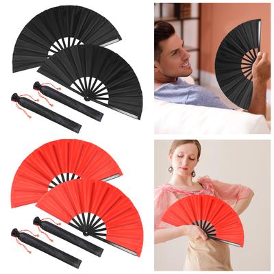 2 Pcs Retro Style Hand Folding Fan Tough Exquisite Craft Gift Home Decoration Ornament for Men and Women Dancing Hand Fan