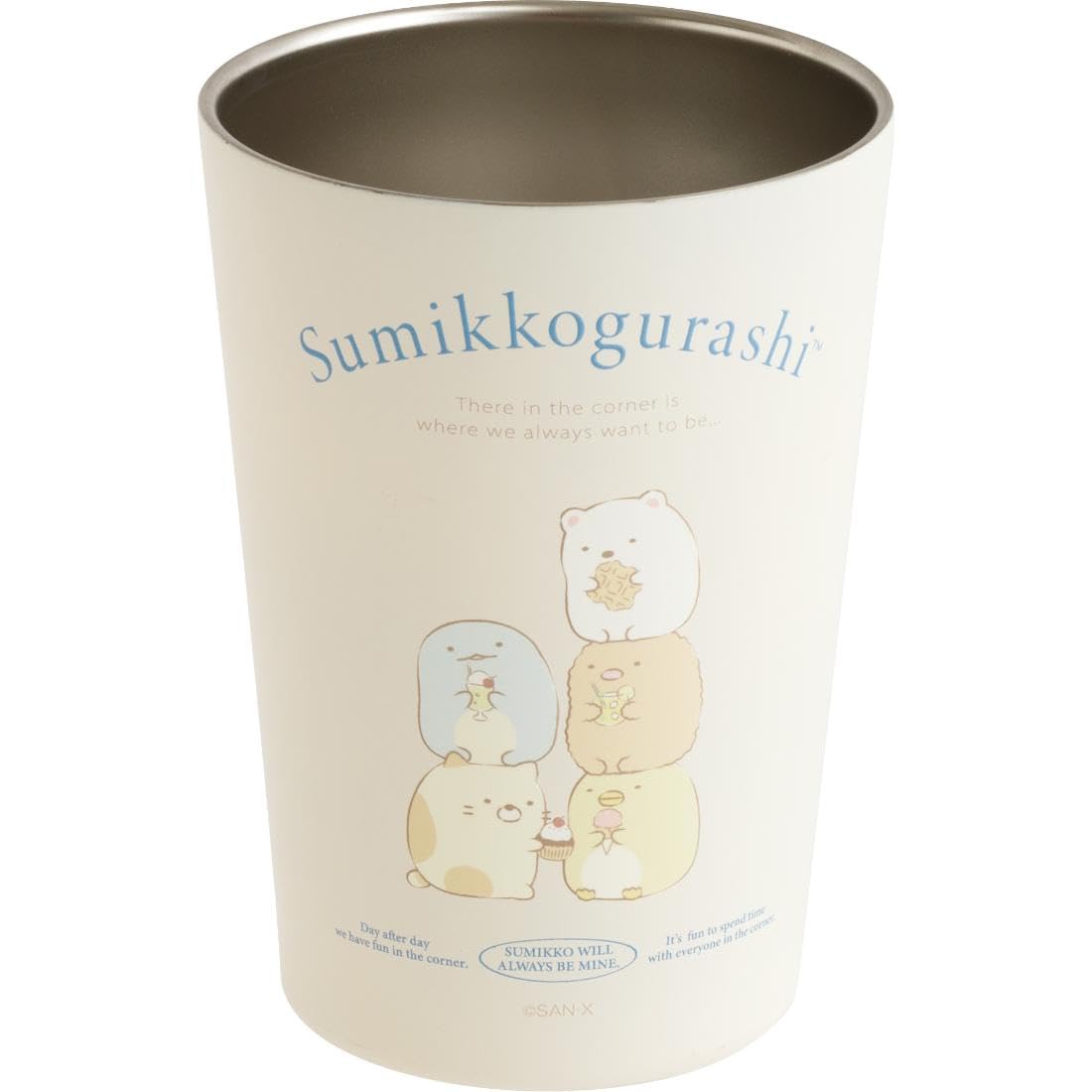 

San-X Sumikko Gurashi Lettering Kitchen Series Stainless Steel Tumbler, Medium, KA2920, Size: Approx. 120 x 85mm