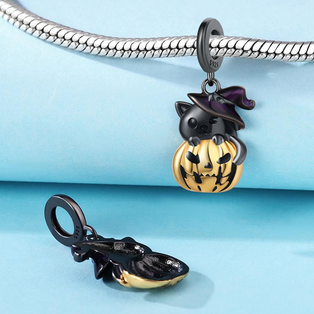 Black Cat Beads Pendant Fit Bracelet Necklace Accessories Bead Charms Copper Jewelry Making Fine Jewelry Gift