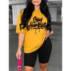 Summer Ladies Letter Printed T-shirt Loose Large Size Casual Round Neck Short-sleeved Ladies Top