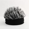3 Colors,Sporty Prank Hat] Fun Costume Party Accessory,Sporty Short Hair Prank Hat With Gray Fluffy Wig,Black And White Headband