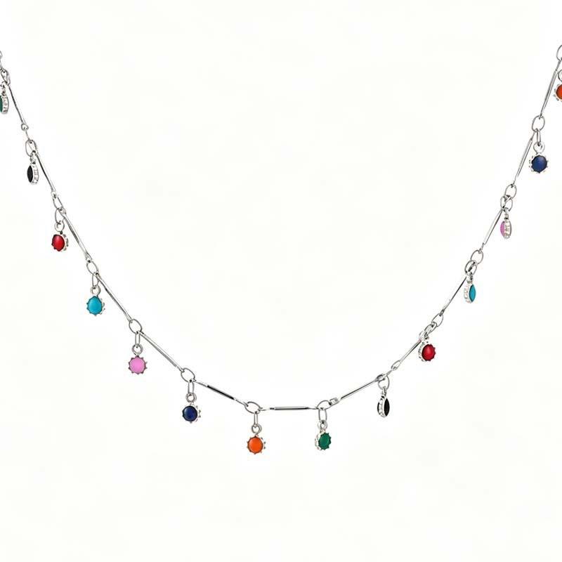 Fashion Tassel Choker Necklace: Colorful Bead Pendant for Women