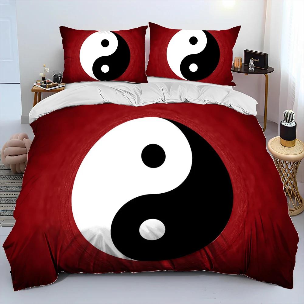 3D Chinese Tai Chi Bagua Yin Yang Pattern Bedding Set,Duvet Cover Bed Set Quilt Cover Pillowcase,Soft,Comfortable and Breathable