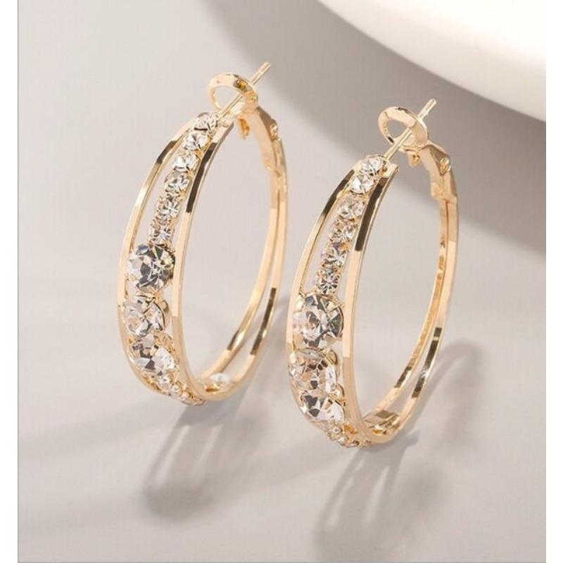 1 Pair of Earrings Exquisite Explosive Style Rhinestone Earrings for Men and Women Big… More