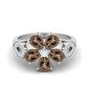 6X4mm Pear Shape Smoky Quartz 925 Sterling Silver Floral Art Deco Women Engagement Ring