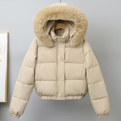 Mode Winterjas Vrouwelijk Kort Parka's Capuchon Faux Bont Kraag Losse Dikke Warme Damesjassen