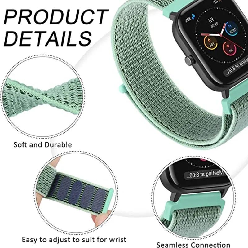 20mm/22mm Nylon Loop watch band For Amazfit GTS/4/2e/3/GTS2 Mini/GTR 4/3 pro/47mm/GTR2/2e/stratos Bracelet Amazfit bip-u strap