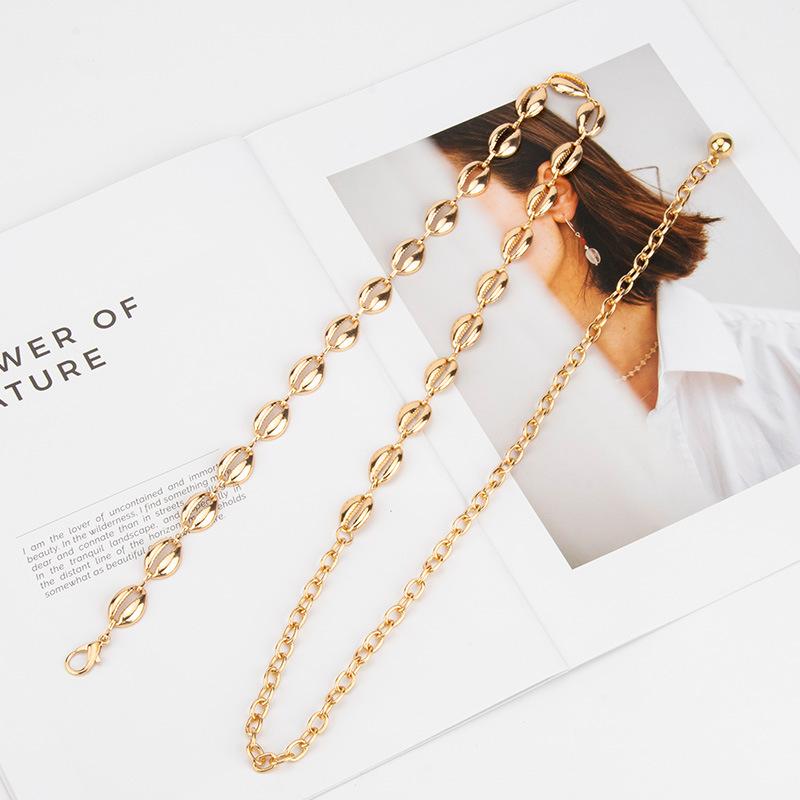 European and American Fashion Hot Girls Decorative Metal Waist Chain Women Beach Shell Chain Bohemian Dress Accessories Belt