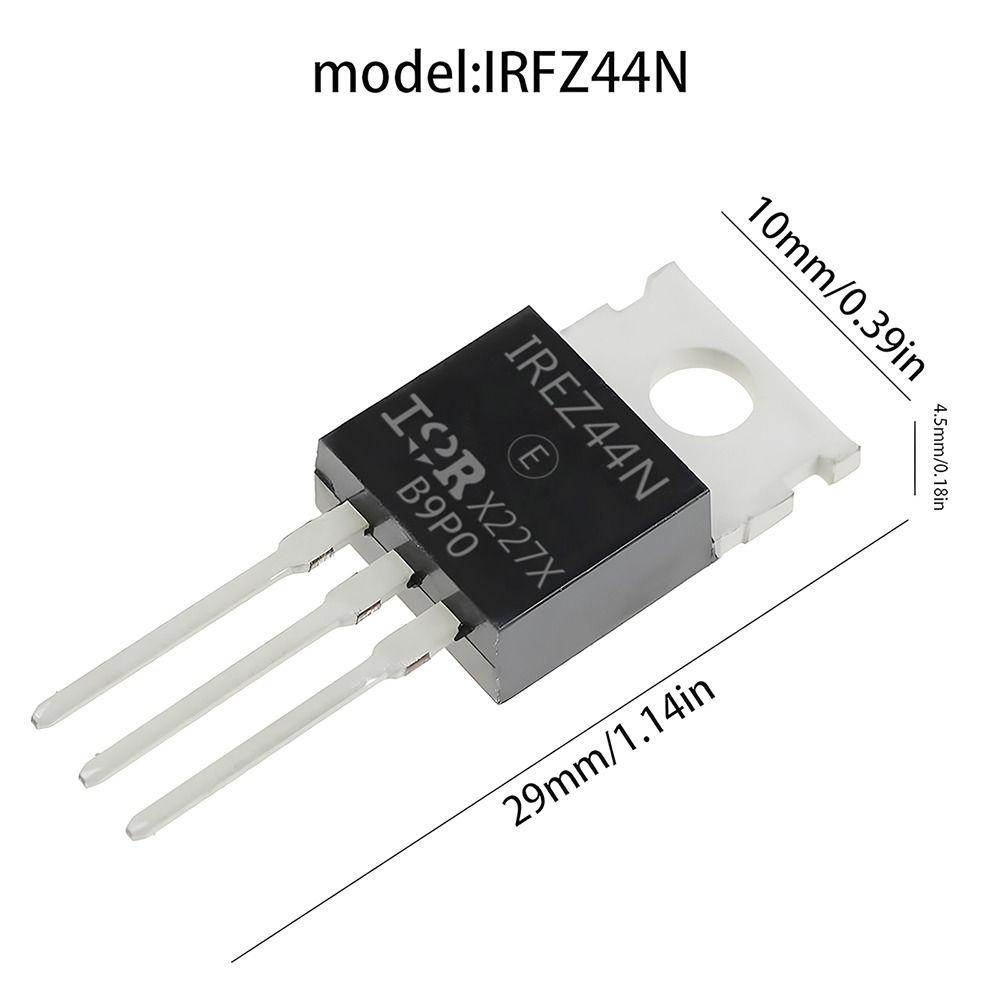 10Pcs TO-220 IRFZ44N MOSFET Transistor 49A 3-Pin N-Channel Power MOSFET 55V Rectifier Power Transistor