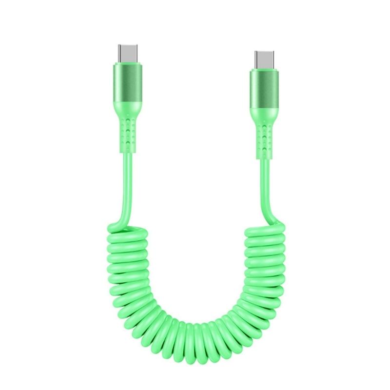 

Spring Coiled Data Cable USB Type C Telescopic Charger Wire Line Adjustable Length up to 1.5m Support 6A Charging