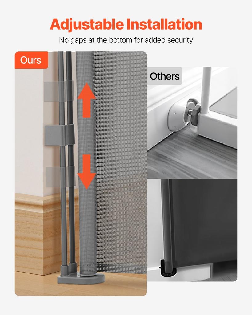 Retractable Baby Gate, 870 Mm Tall, Extends Up To 2800 Mm Wide, Retractable Gate for Kids or Pets, Mesh Material, Easy To Install for Indoor Stairs,