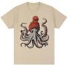 90s Vintage T Shirts Funny Octopus Wearing Beanie Printed TShirt N Fashion Oversized Cotton Casual ONeck Tshirts Unisex