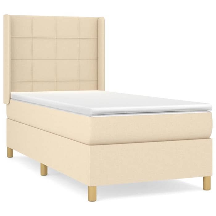 Maison Exclusive - Sommier à lattes de lit avec matelas Crème 100x200 cm Tissu