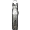 M-3XL Plus Size Women's Silver Mesh Sex Underwear Women's Sexy Perspective Dress, Sex Pajamas