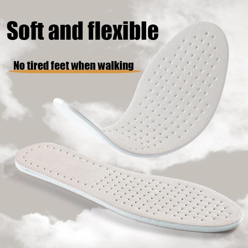 1 Paar Latex-Rindsleder-Einlegesohlen Elastisch Stoßdämpfend Atmungsaktiv Schweißabsorbierend Weich Bequem Atmungsaktive Einlegesohlen für Sneaker