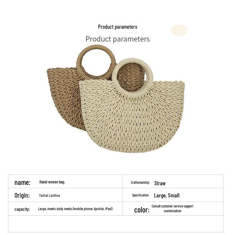 2024 Herbst Stroh Gewebte Handtasche - Große Kapazität Strand- & Urlaubs-Tragetasche