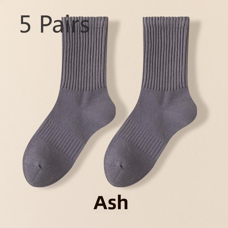

5 пар женских весенних и осенних однотонных спортивных хлопковых носков Tide со средним ворсом 5 Pairs