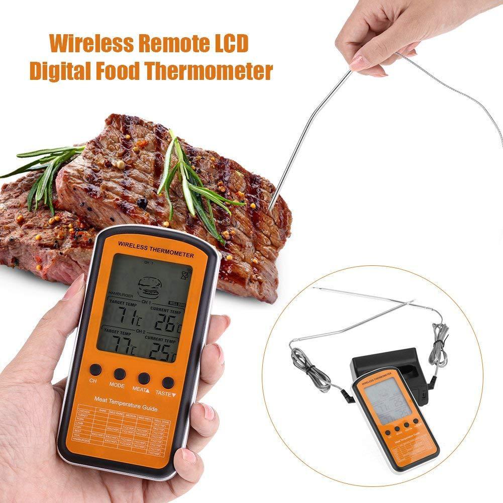 Wireless Dual Probe BBQ & Oven Meat Thermometer for Home Cooking