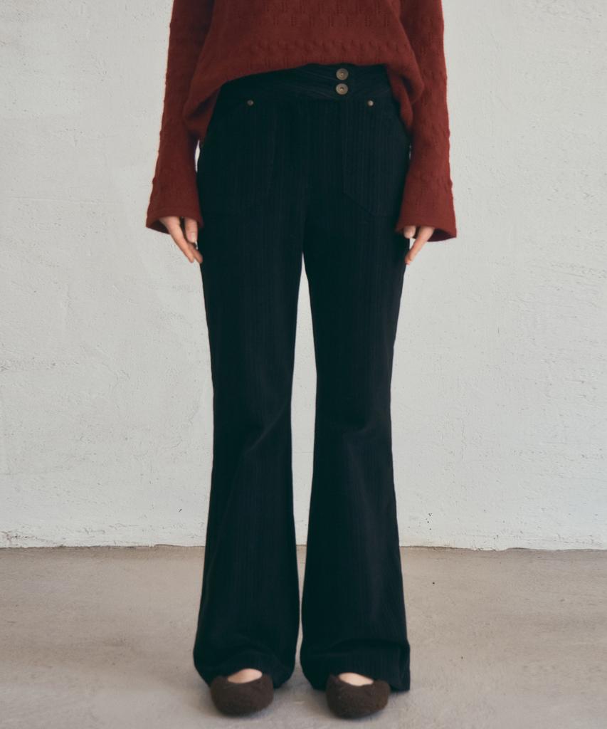 Aueonoseuteljia Dusty Corduroy Slim Bootcut Pants_Black(O25-Pt14)