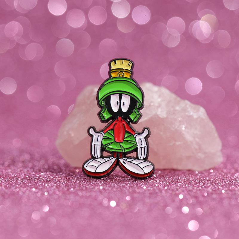 Trendy Cartoon Alloy Character Brooch Featuring Green Alien Style For Occasions All