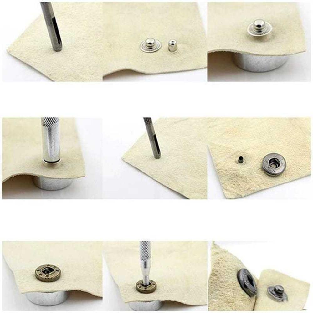 11pcs Metal Handle Rivet Setter With Base Punch Tool Kit DIY Snap Fastener Tool Leather DIY