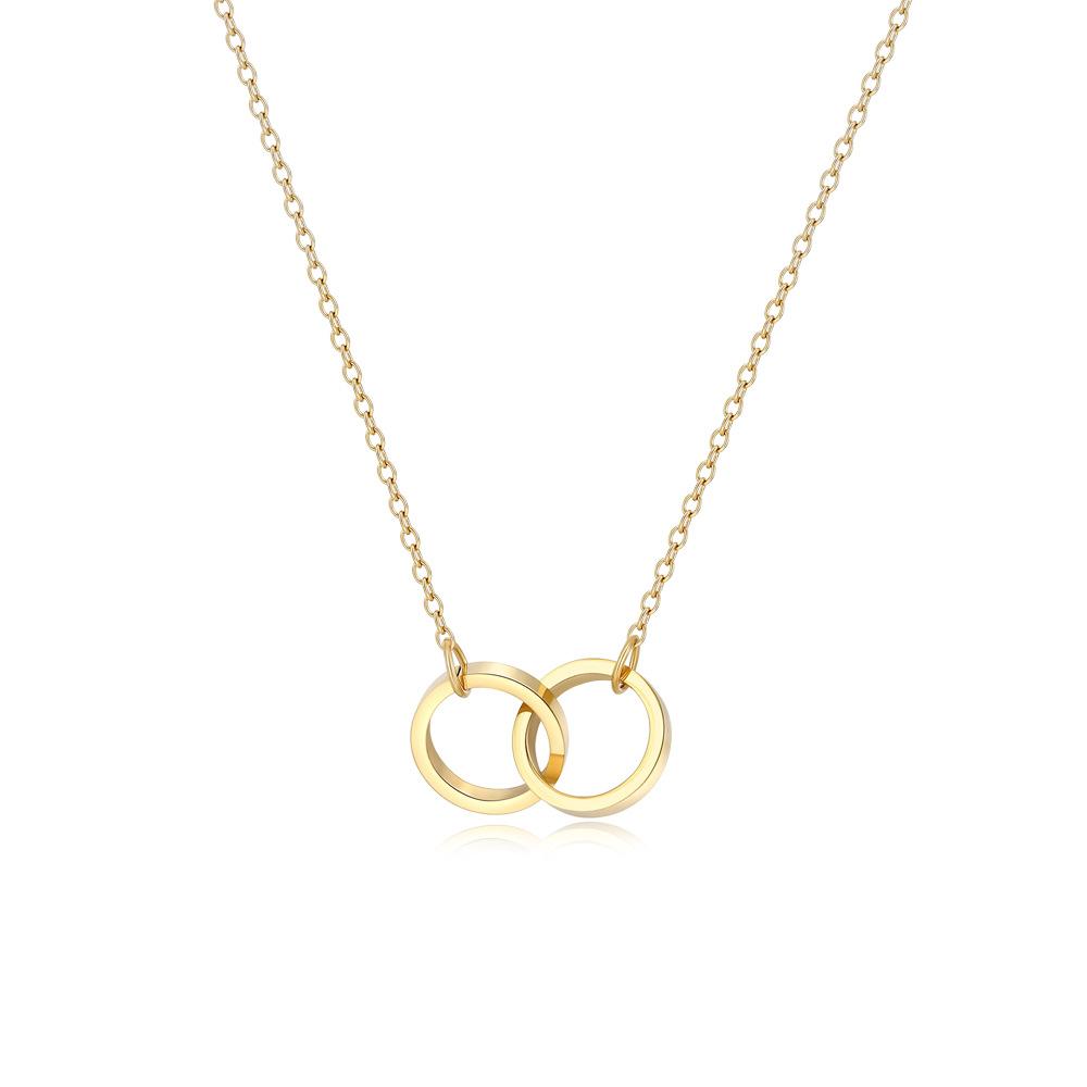 Dropshipping 18k Gold Plated Interlocking Circle Choker Pendant Necklace for Women Double Circles Connection Copper Link