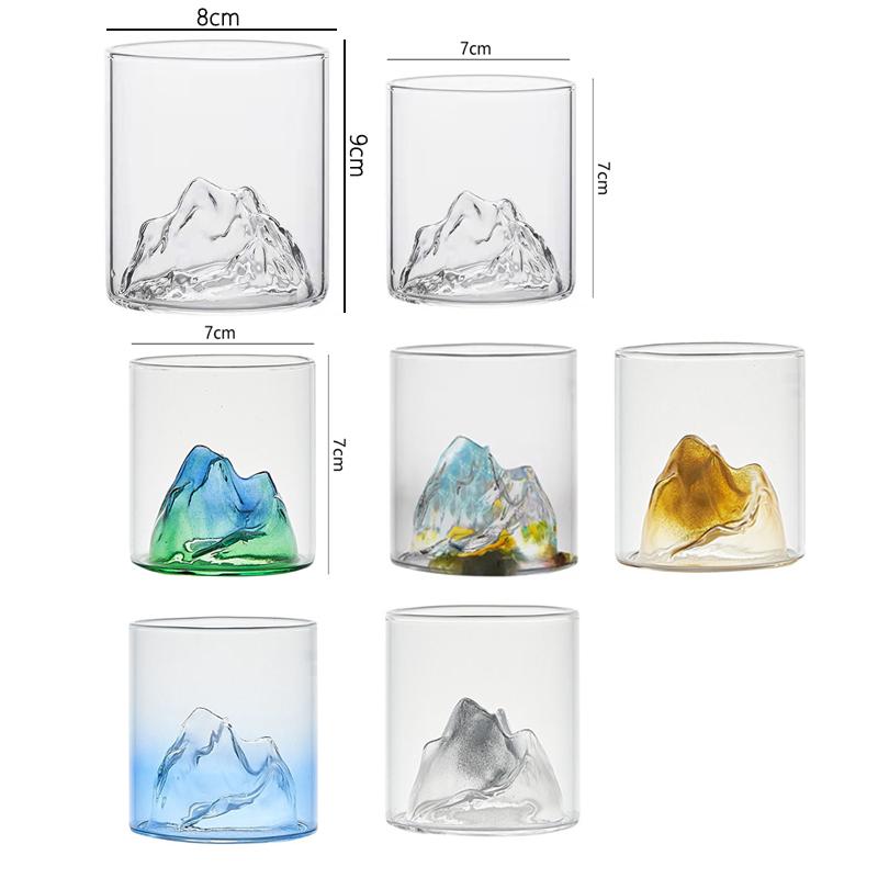 2pcs Sets Iceberg Shaped Glass Cup Heat-resistant Tea Mug 170ml/320ml Multiple Color Water Cups Personalized Drinking Glasses