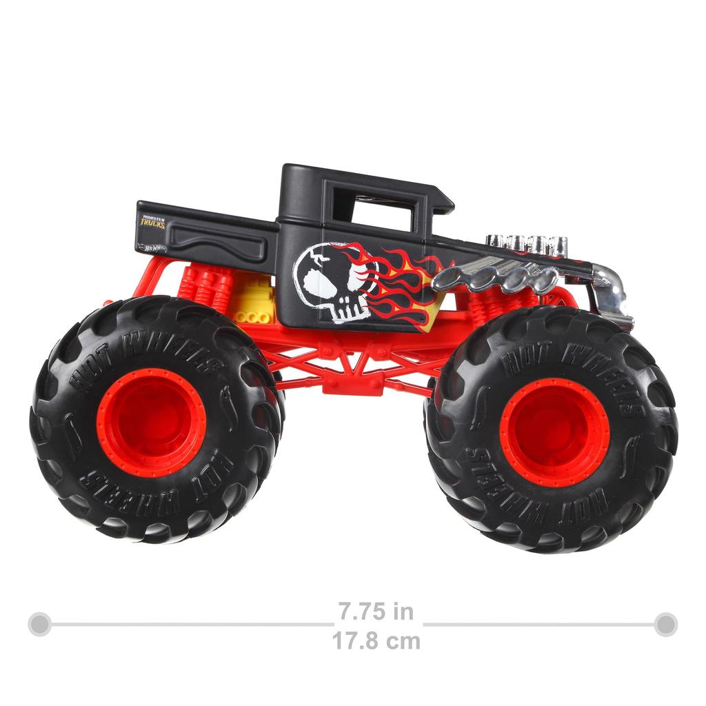 Hot Wheels Big Size Monster Truck Bone Shaker Scale Vehicle Toy Miniature Car for Ages 3 and HNM40 124 Up, Red,