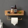 Japanese Style Toilet Paper Holder - Solid Wood Wall Mount Tissue Box | Punch-Free Design with Phone Storage Shelf