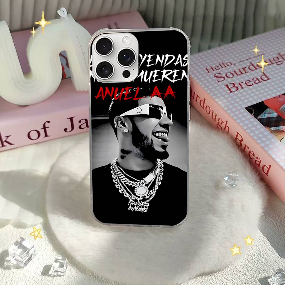

Fashion Hot Rapper Anuel AA Phone Case For iPhone 17 16 15 14 13 Pro Max 11 12 Plus Silvery Satin Silicone Back Case iPhone 13pro max