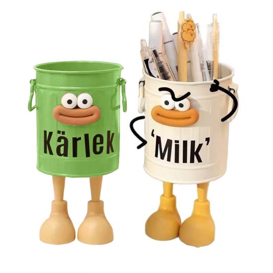 Cartoon Pen Holder Sausage Mouth Storage Bucket Large Capacity Student Desktop Storage Box Desk Organizer for Office Home