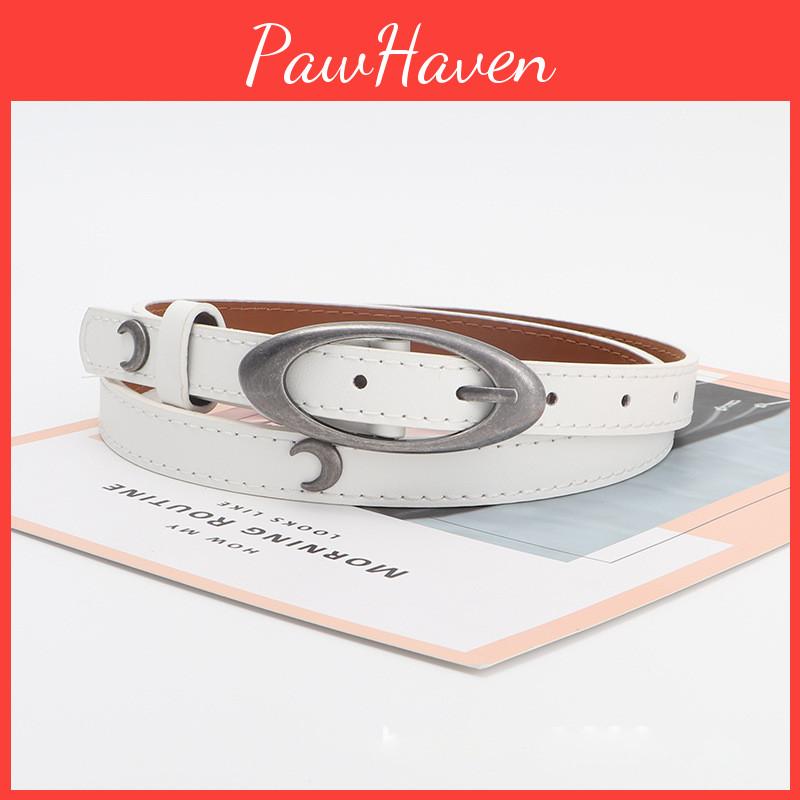 Womens Belt Slim Petite Moon Embellished Versatile Black Leather Accessory