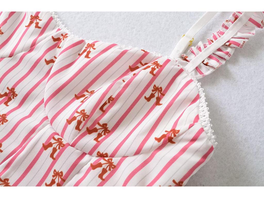 2025 Spring Women's European & American Striped Lace-up Vest Top: Fashionable, Simple, Versatile