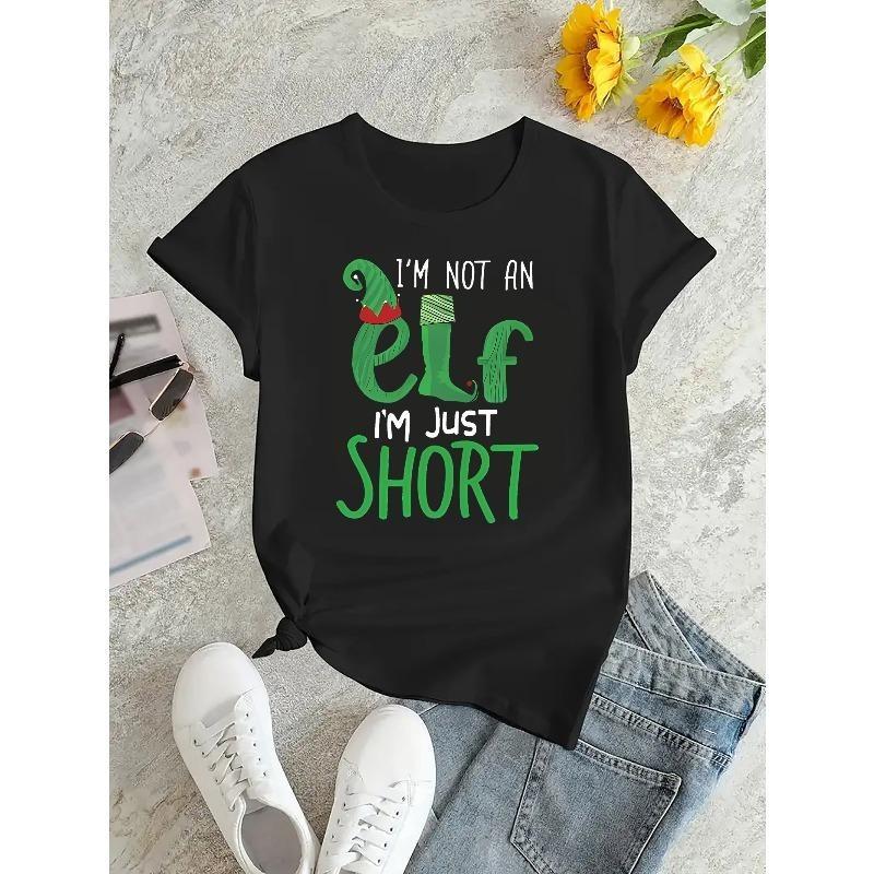 

European sizes Women S Casual Sports T-Shirt, Round Neck, Short Sleeves with Creative Letter Prints, Perfect for a Comfortable Summer Holiday Top. 4XL