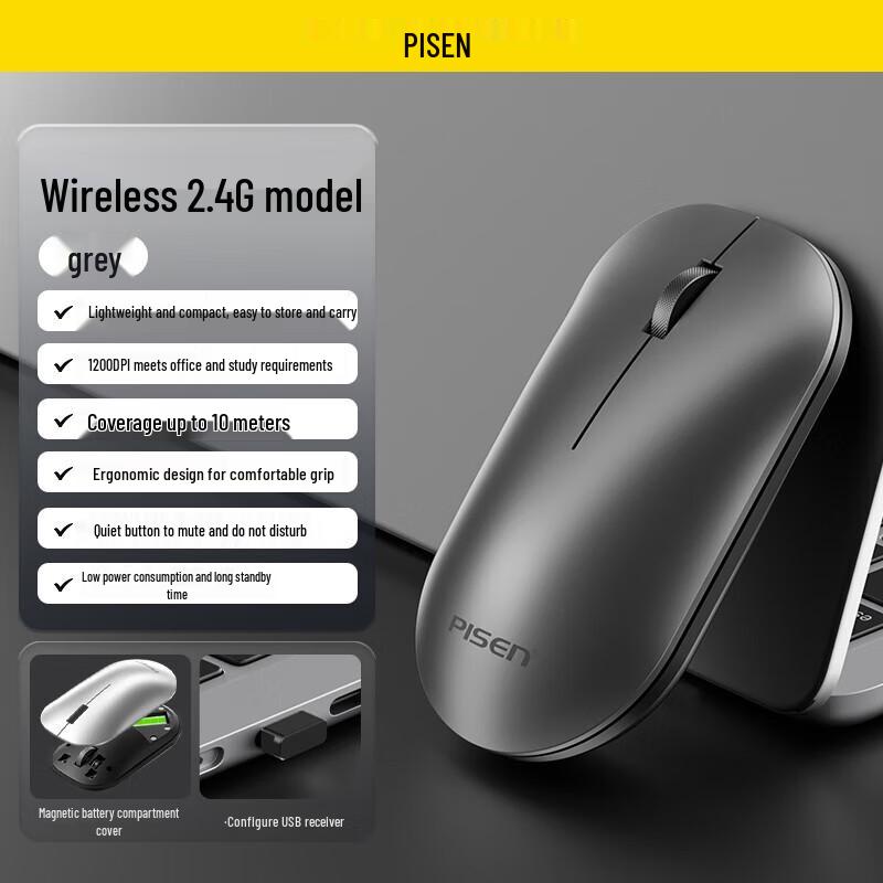 

PISEN TP-M02 2.4G & Bluetooth Silent Wireless Mouse
